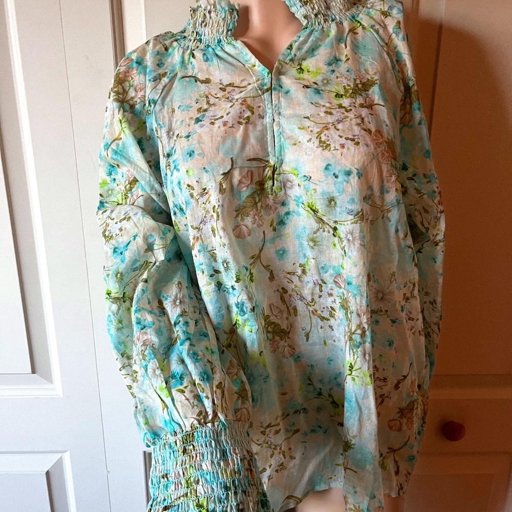 dylan Los Angeles Floral Peasant Blouse  L